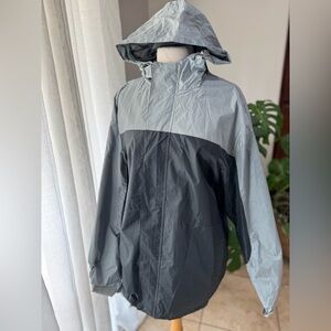 Mack Russo Men’s‎ Windbreaker Jacket L Gray/Black Hooded Lightweight Raincoat